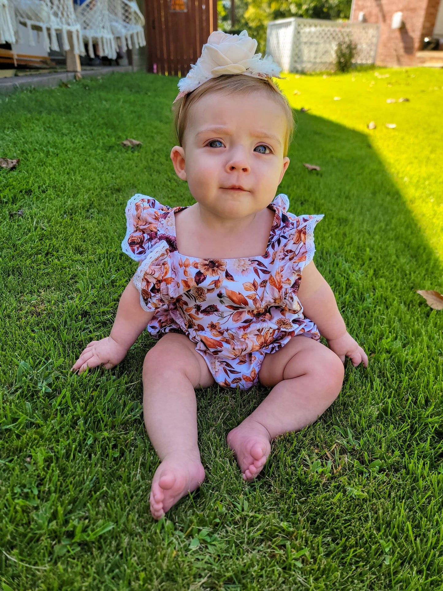 Floral Spice Lace Bubble Romper