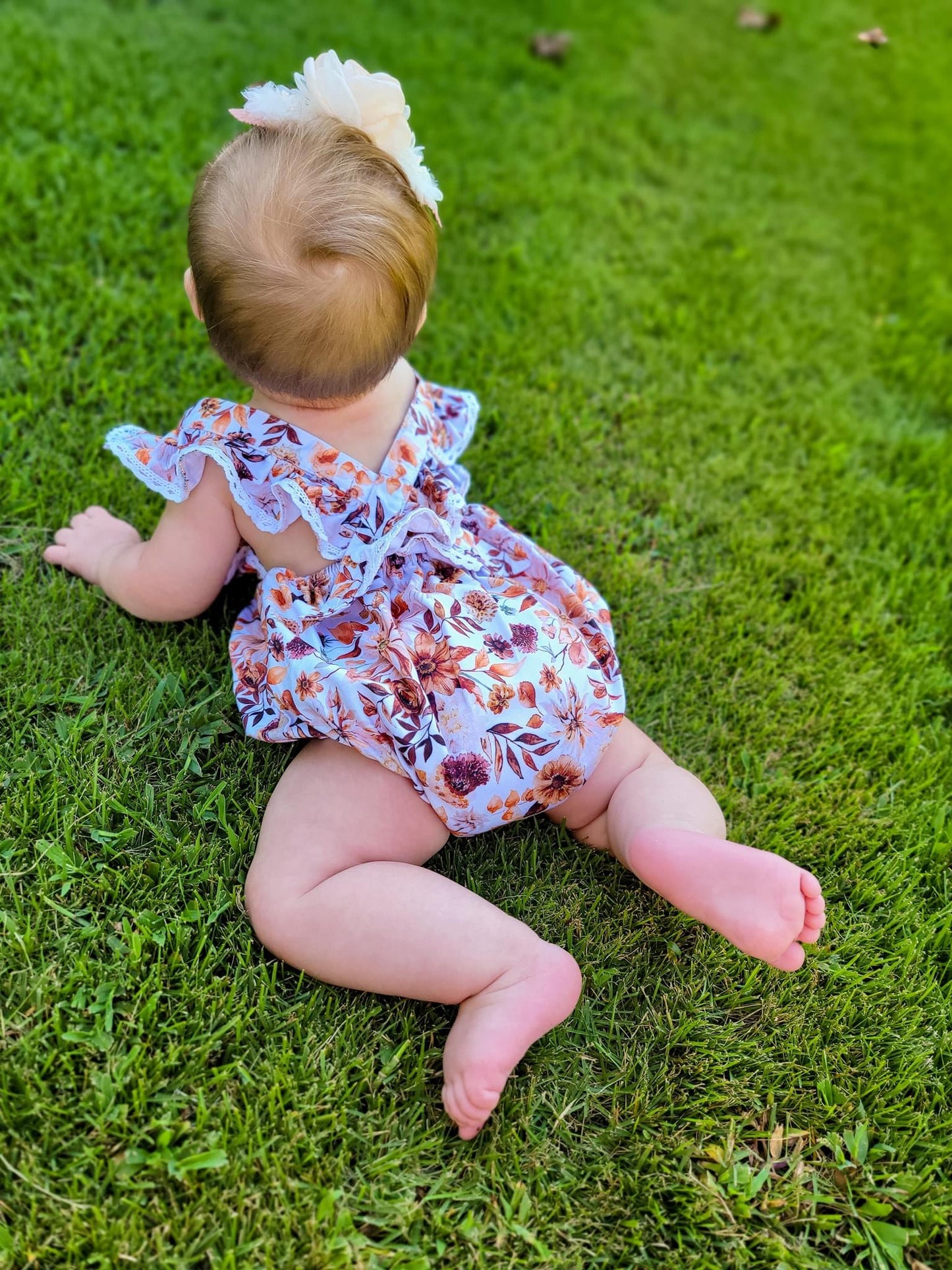 Floral Spice Lace Bubble Romper