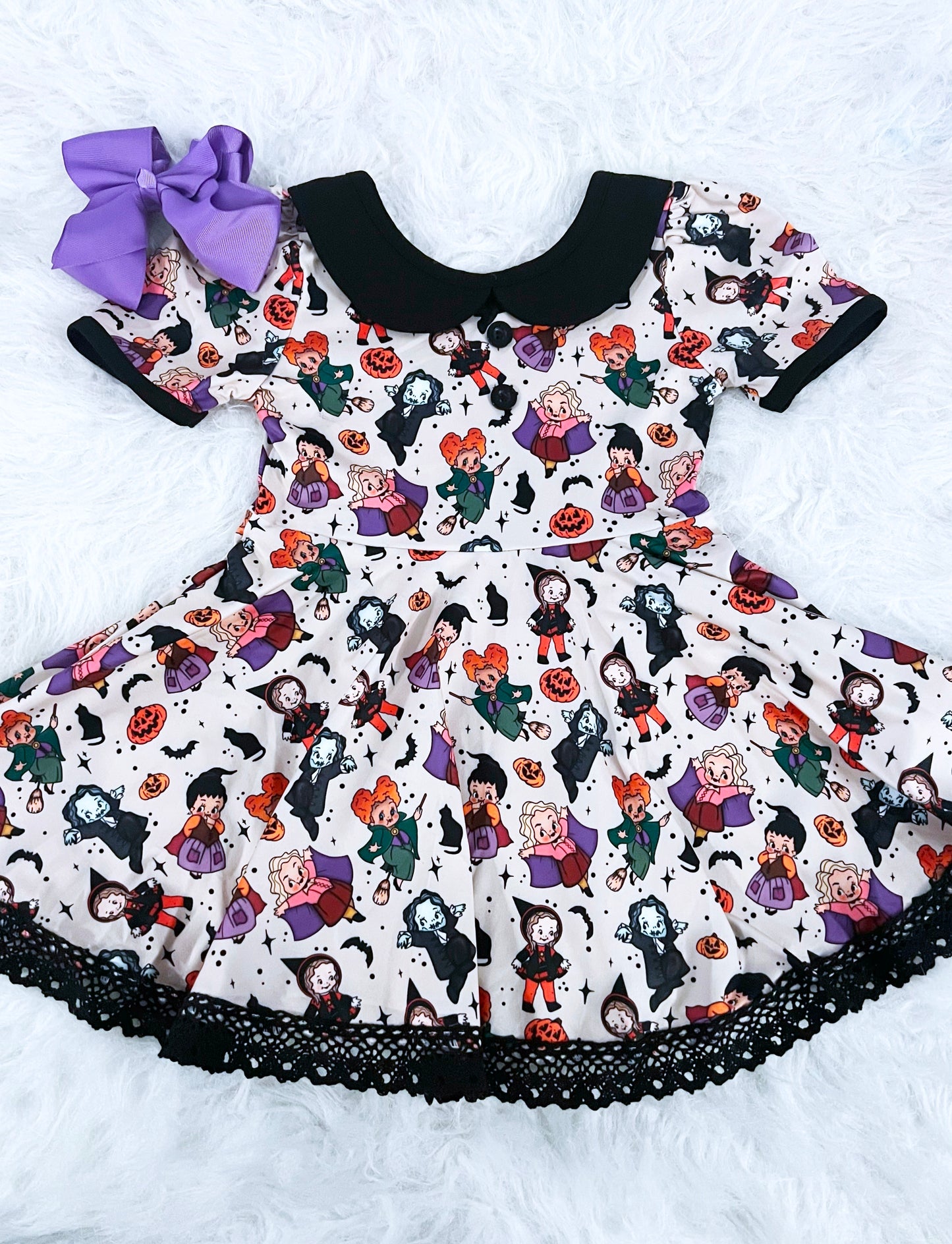 Vintage Witch Sisters Collar Lace Dress
