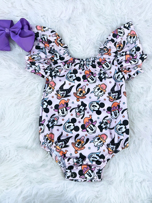 Spooky Mouse Friends Flutter Sleeve Leotard
