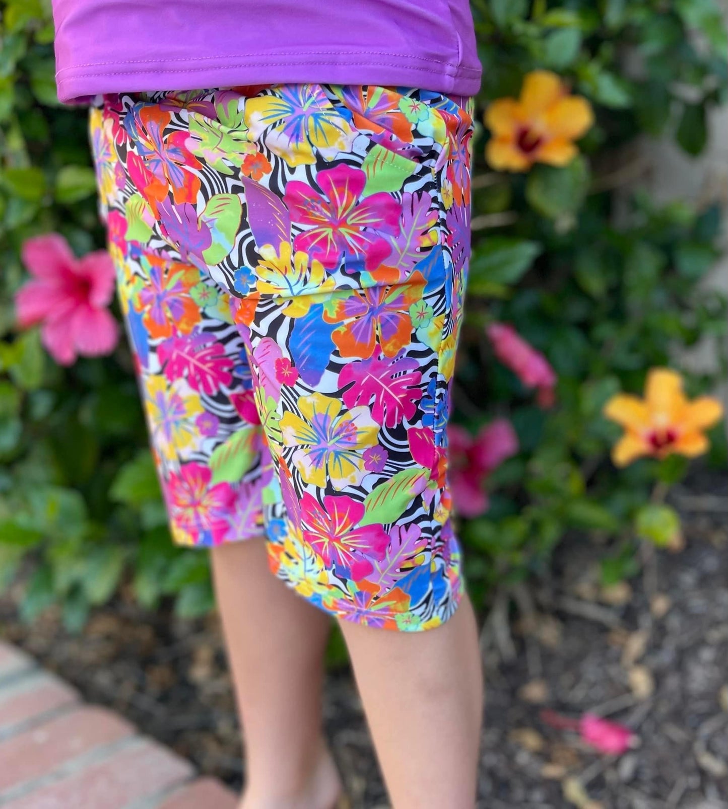 Neon Tropics Knee Length Board Shorts