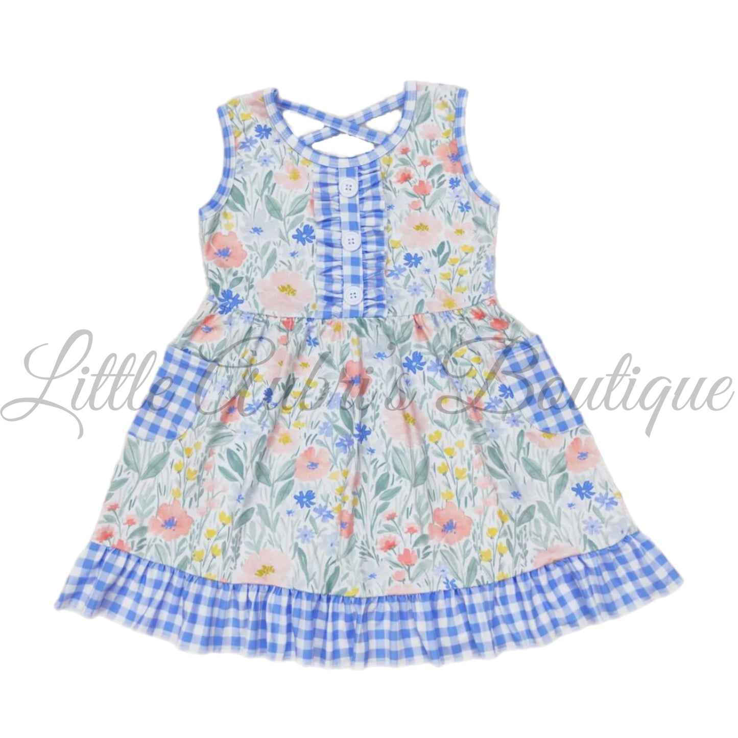 Gingham Floral Pocket Dress ETA Early Sept