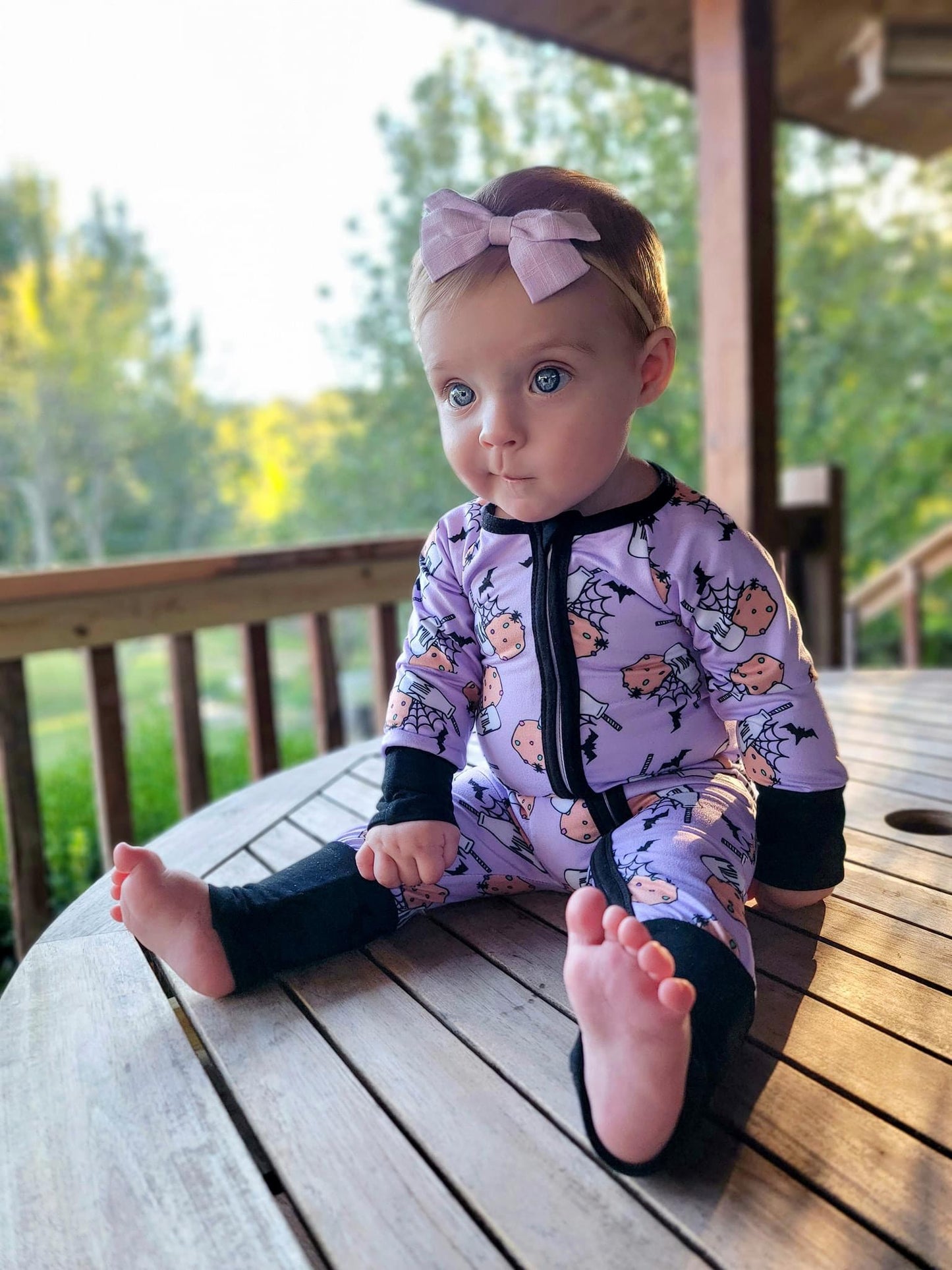 Purple Spooky Milk and Cookies Zip Jammies