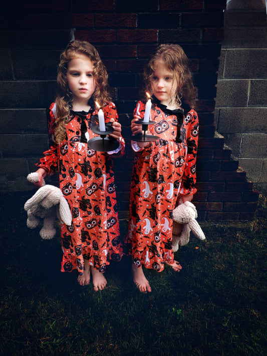 Vintage Halloween Floor Length Pajama Dress