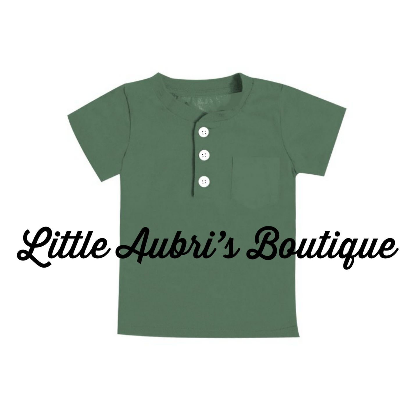 Solid Green Pocket Henley