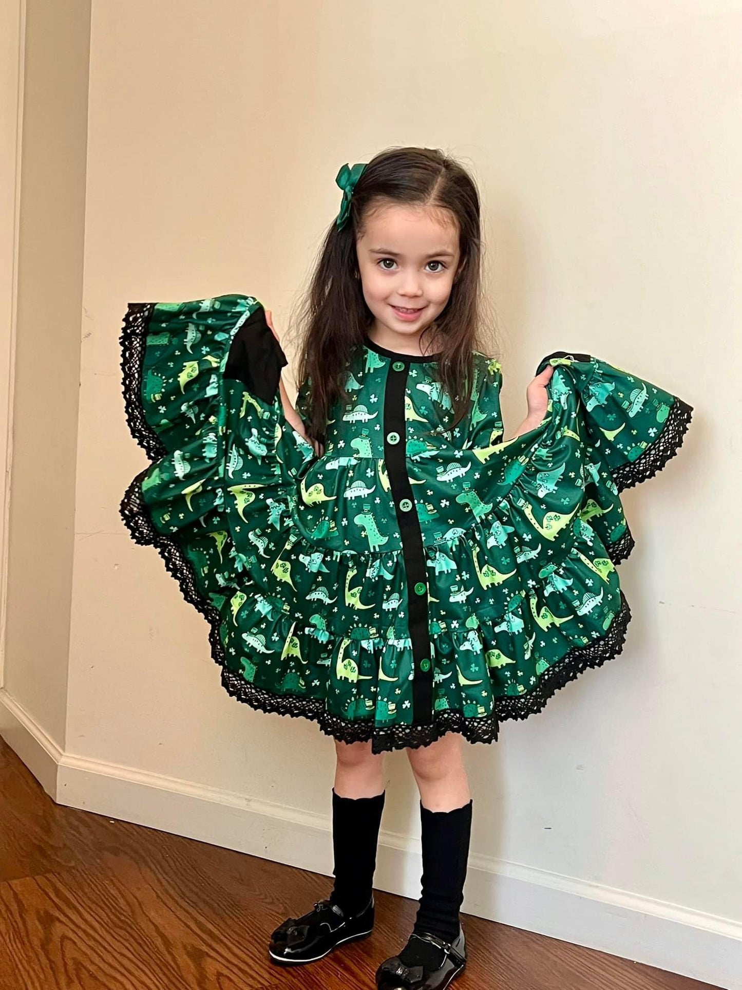 Lucky Dinos Lace Button Down Pocket Dress