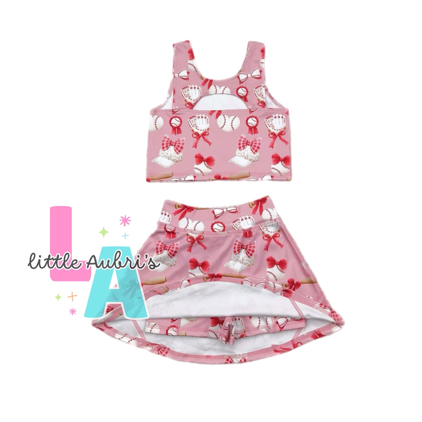 Girly Baseball Crop and Athletic Skort Set ETA Early November