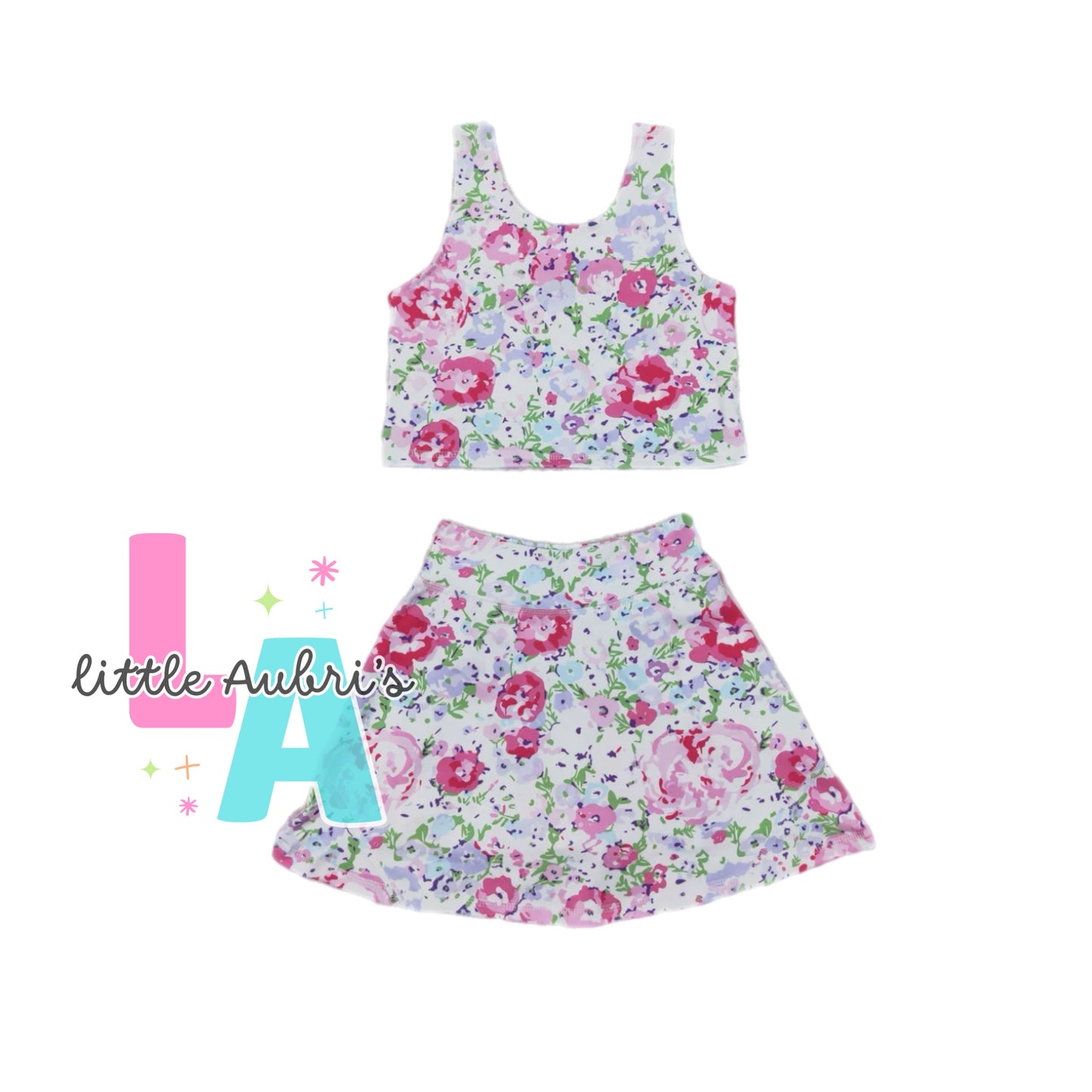 Pink Floral Crop and Athletic Skort Set ETA Early Nov