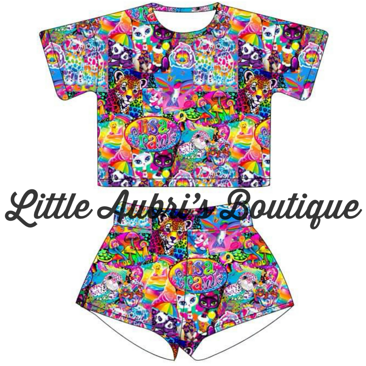 Adult Neon 90s Full Length Lounge Tee and Shorts Set