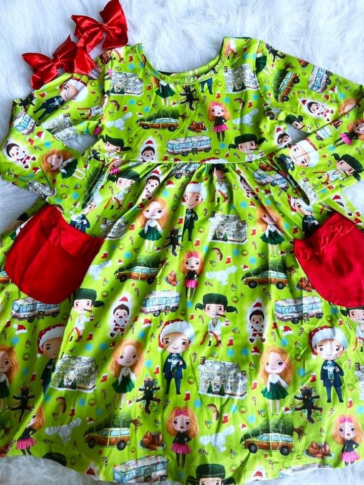 Christmas Vacation Long Sleeve Pocket Dress