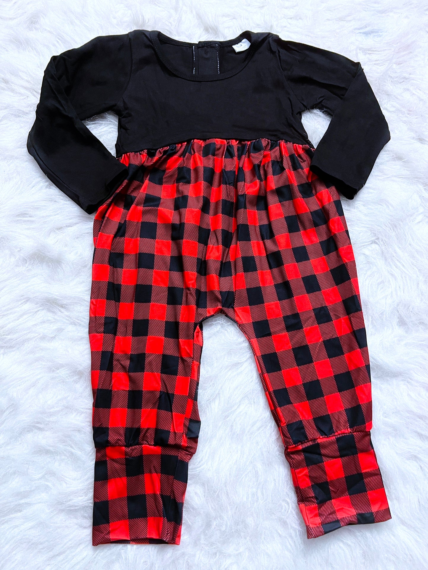 Red & Black Plaid Harem Romper