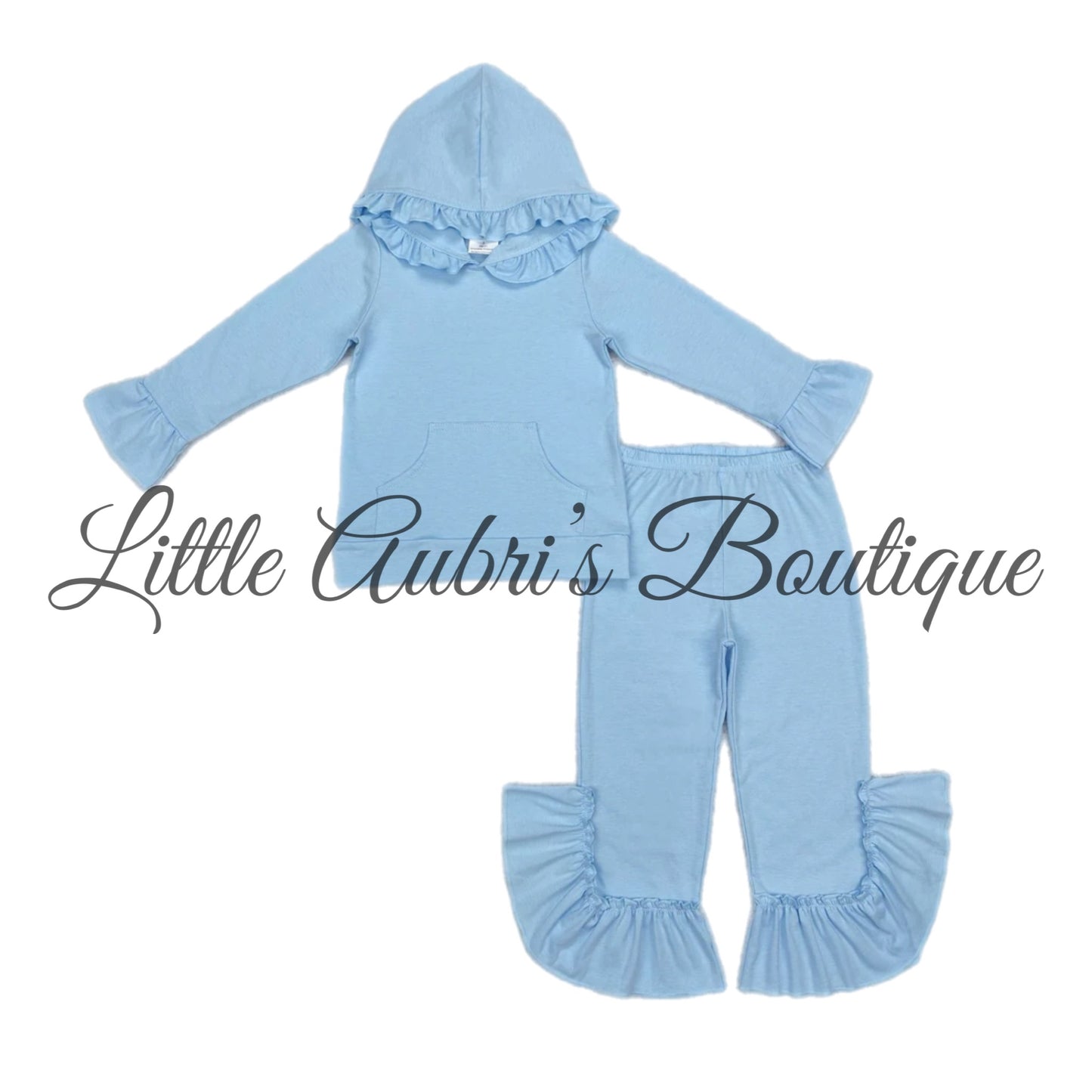 Blue Ruffle Hoodie Set ETA End March