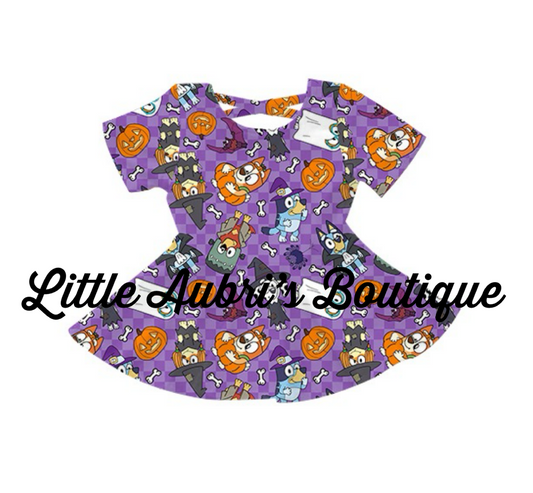 Blue Dog Dress Up Cross Back Peplum