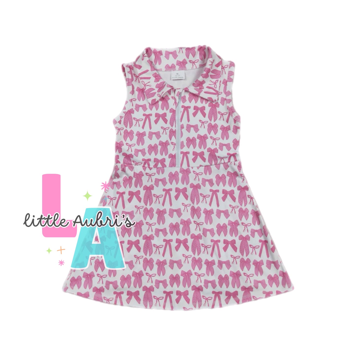 Pink Bow Half Zip Athletic Dress ETA Late August