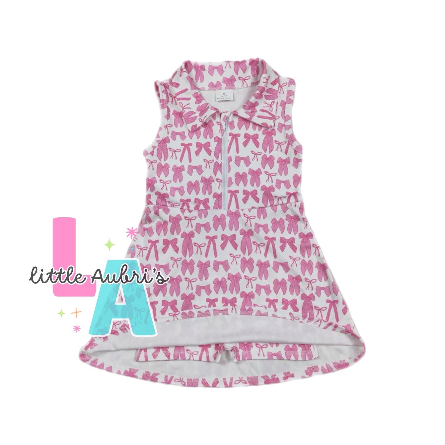 Pink Bow Half Zip Athletic Dress ETA Late August