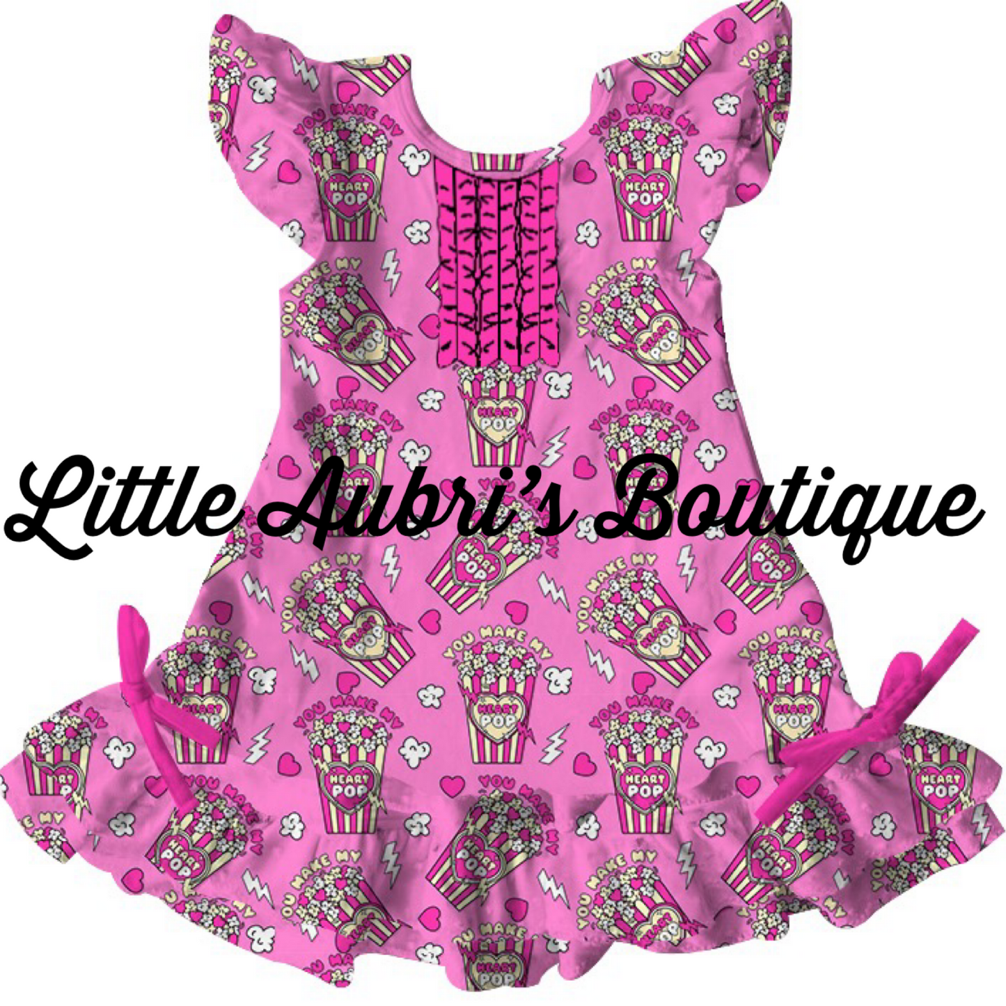 PREORDER Pink You Make My Heart Pop Ruffle Pajama Dress CLOSES 10/27