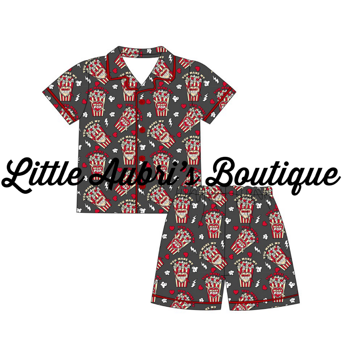 Red You Make My Heart Pop Pajama Short Set
