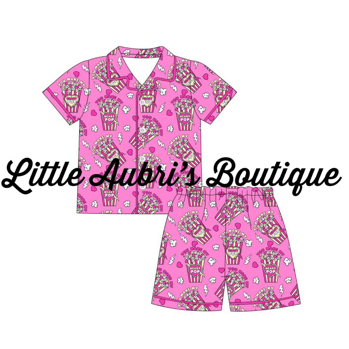 Pink You Make My Heart Pop Pajama Short Set