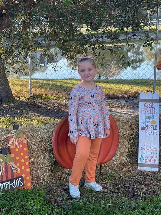 Fall Mouse Peplum and Ruffle Bum Leggings Set