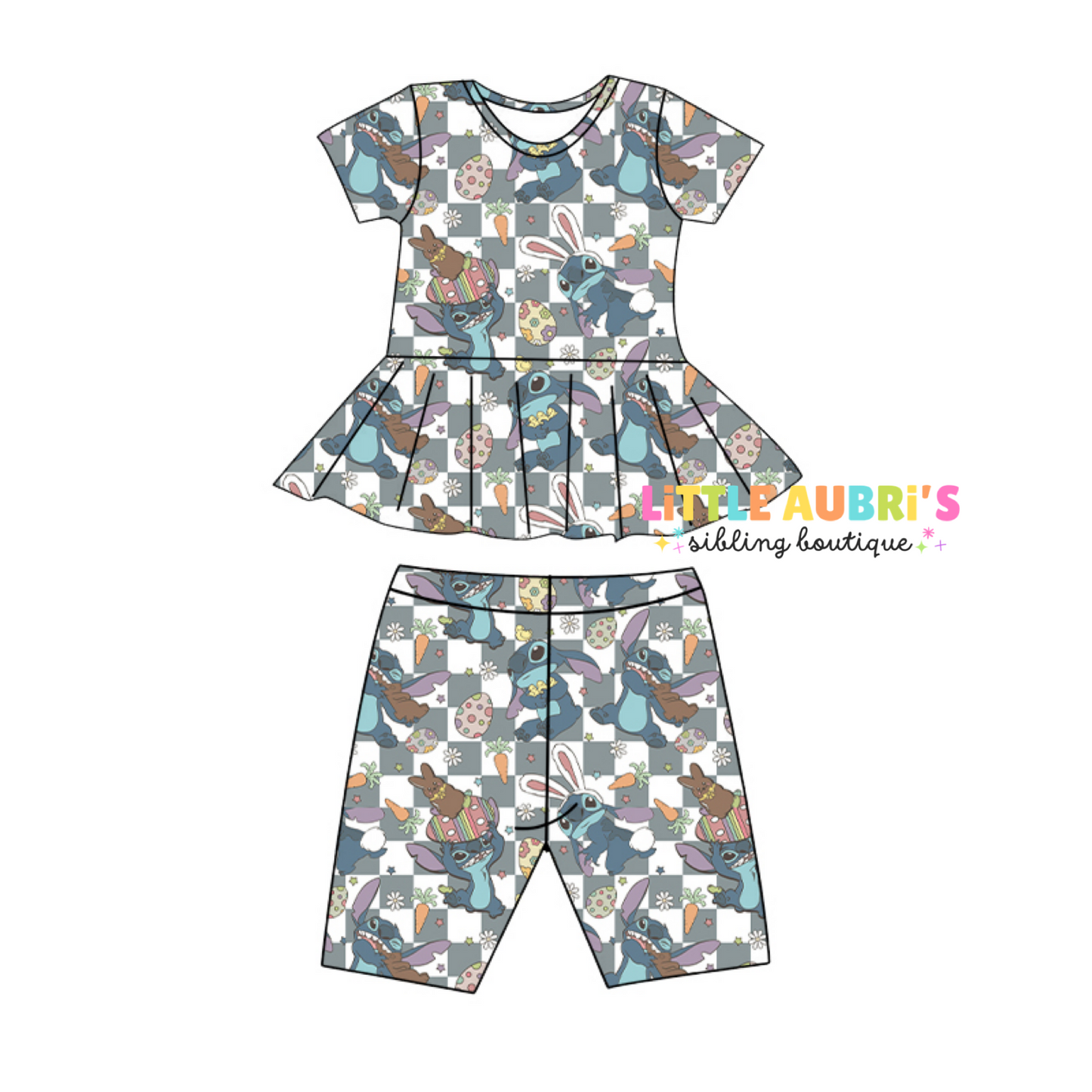 ALIEN EASTER Peplum Short Set (*SHIPS LATE FEB)