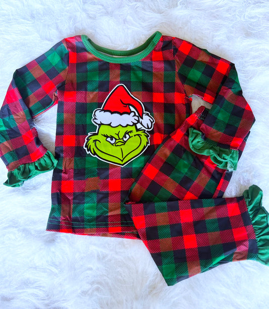 You’re a Mean One Girl Ruffle Pajama Set