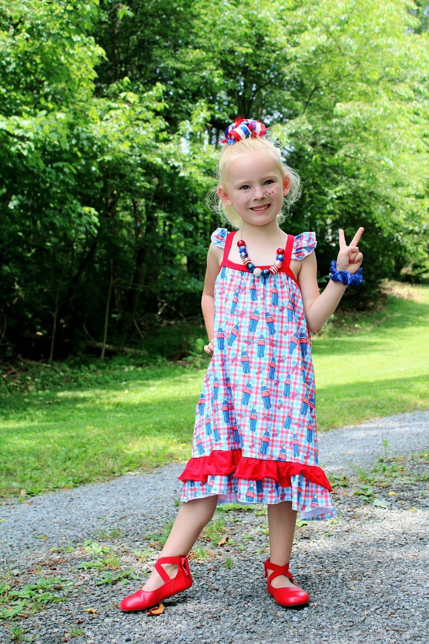 Cherry Cola Ruffle Bow Back Dress
