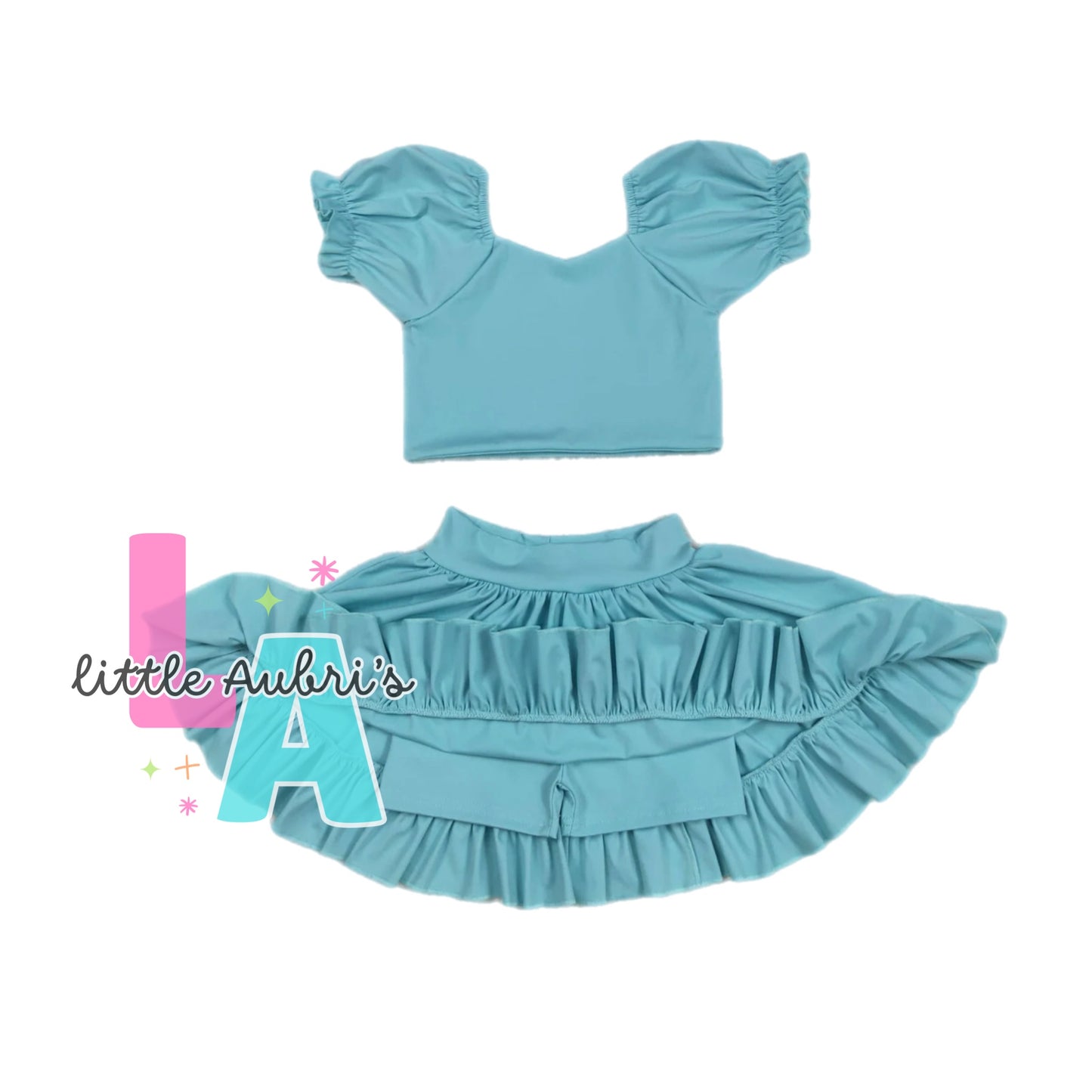 Blue Babydoll Crop Skort Set ETA Late August