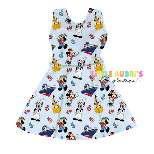 Adult MOUSE CRUISE Athletic Dress + Detached Shorts Set