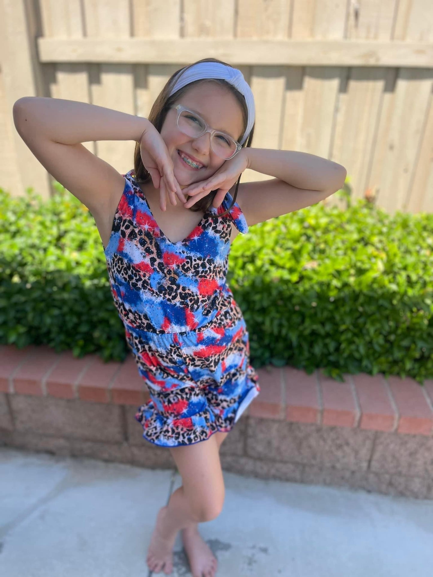 American Leopard Tie Romper