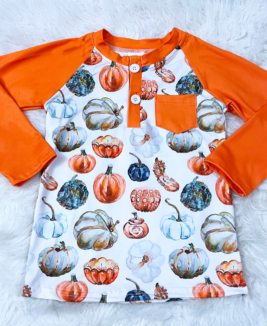 Pumpkins and Gourds Pocket Henley