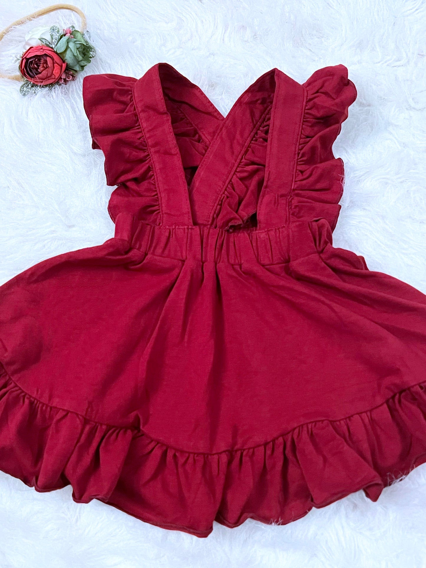 Burgundy Ruffle Suspender Skirt