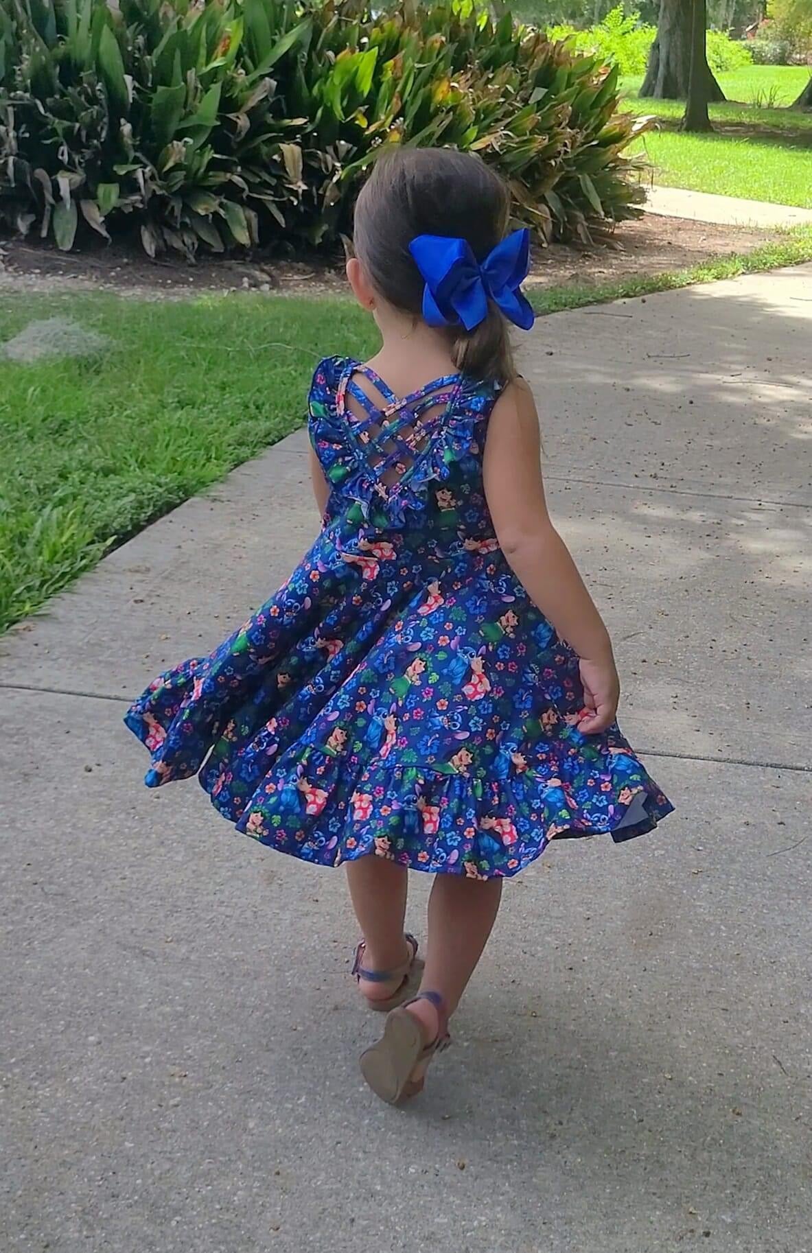 Tropical Alien Pocket Cross Back Twirl Dress