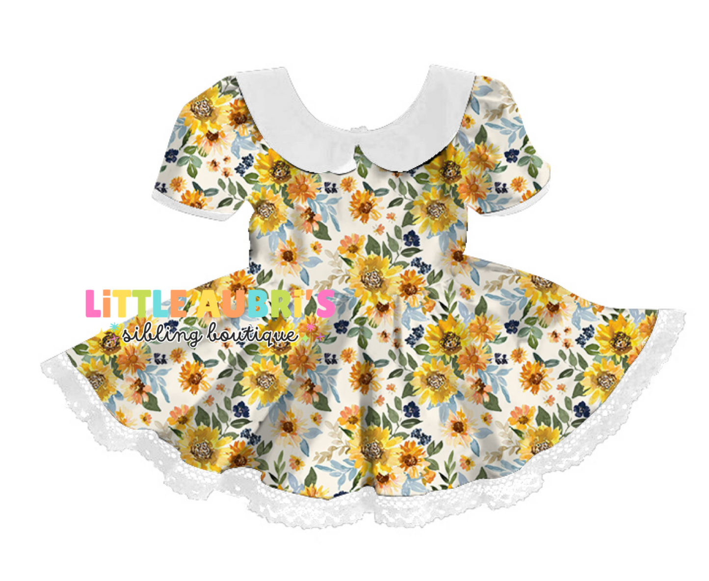 SUNFLOWER FIELDS Lace Collar Dress (*SHIPS EARLY SEPT)