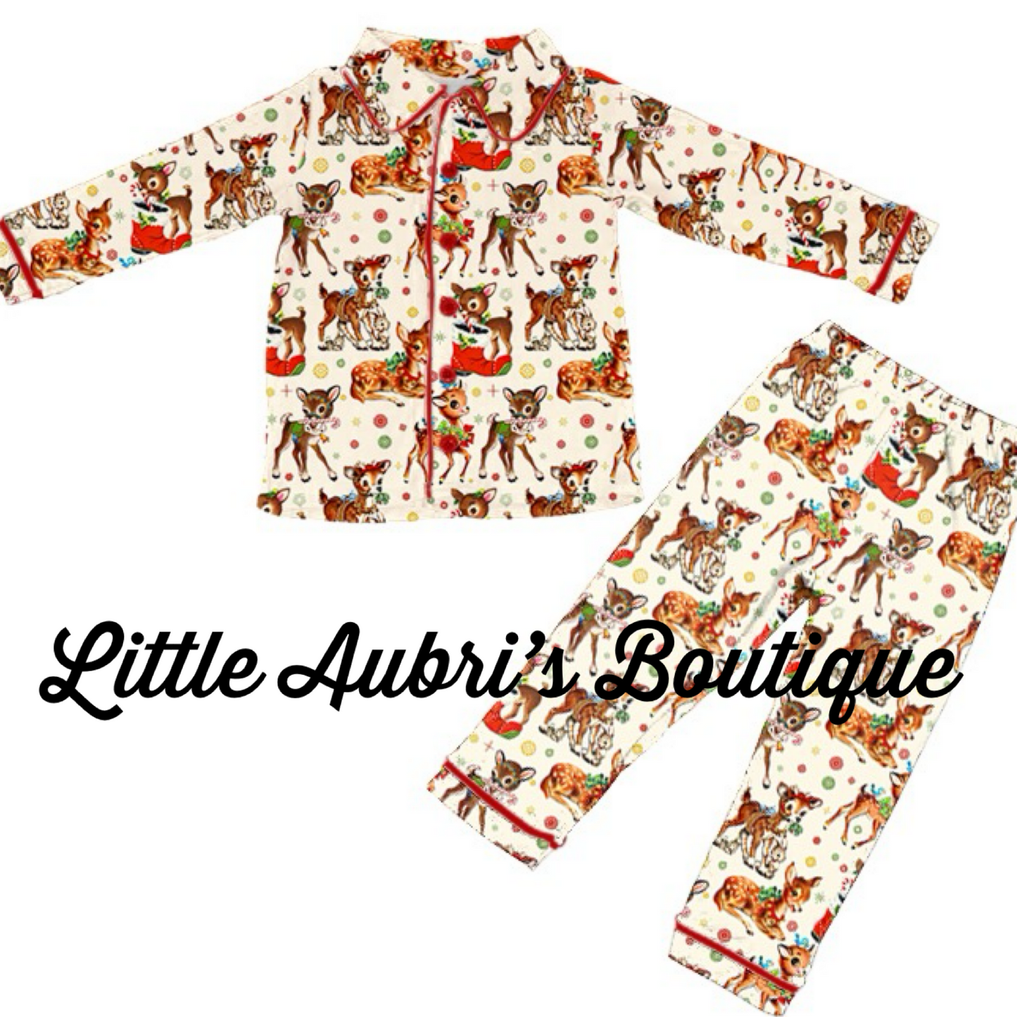 Adult Vintage Reindeer Pajama Set