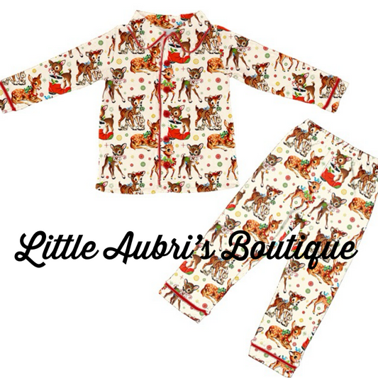 Adult Vintage Reindeer Pajama Set