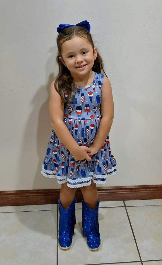 PATRIOTIC ICE CREAM Lace Twirl Dress
