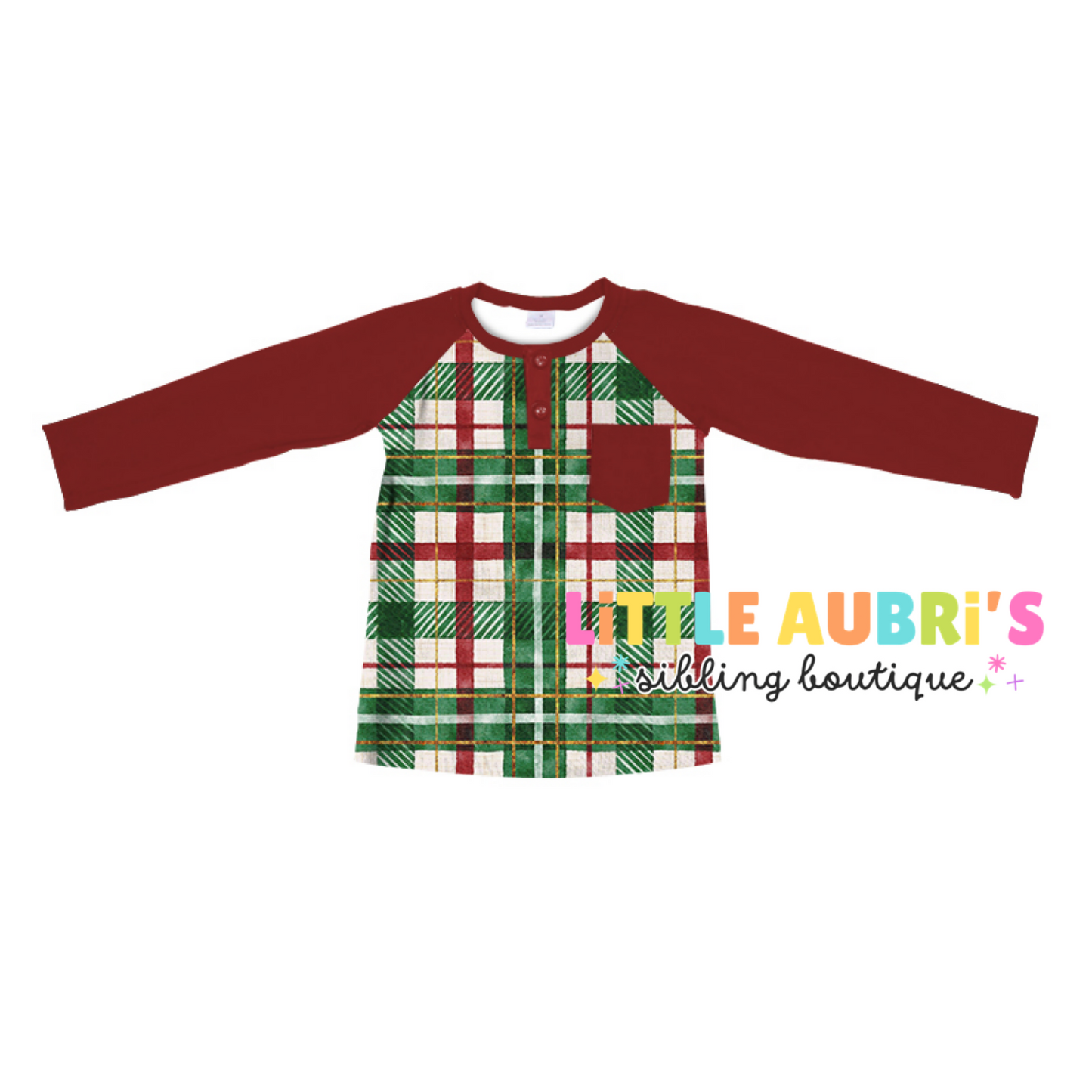 HOLIDAY PLAID Pocket Henley