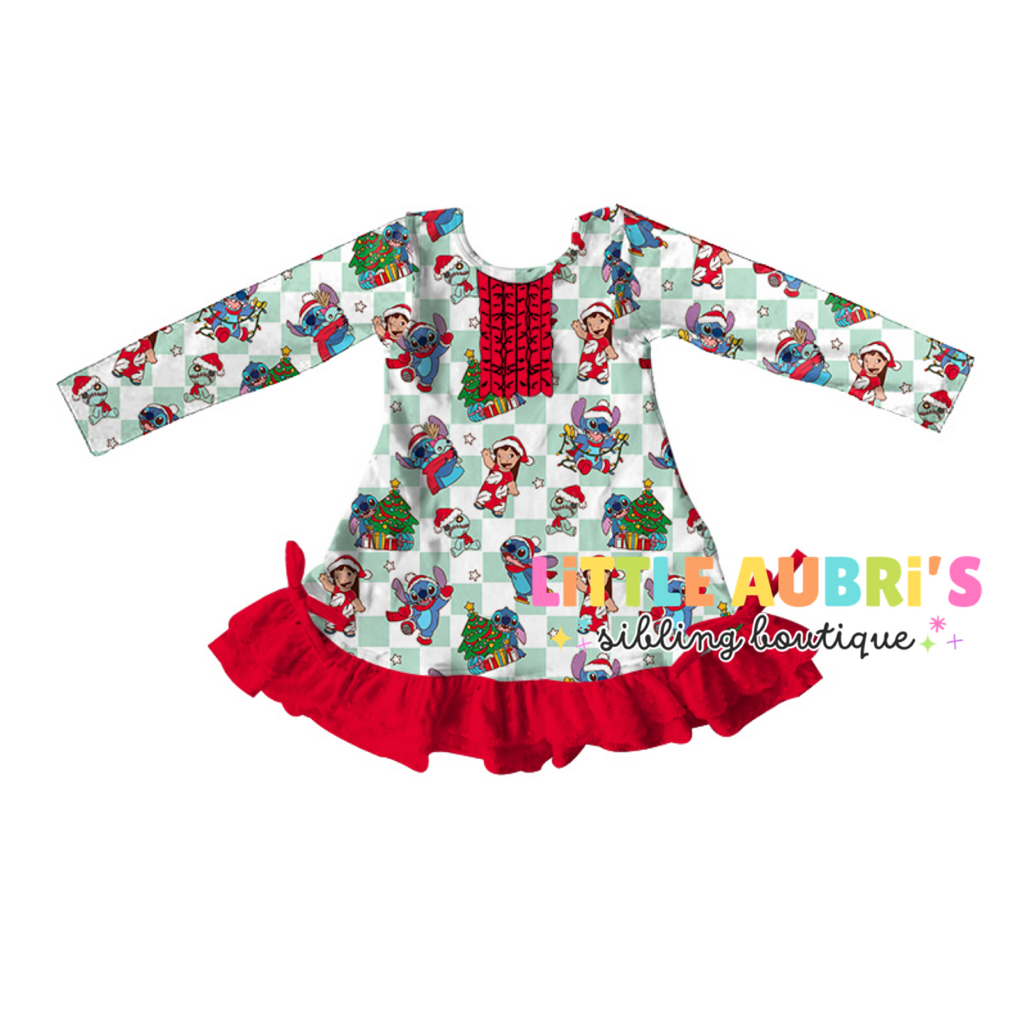 CHRISTMAS ALIEN Ruffle Pajama Dress