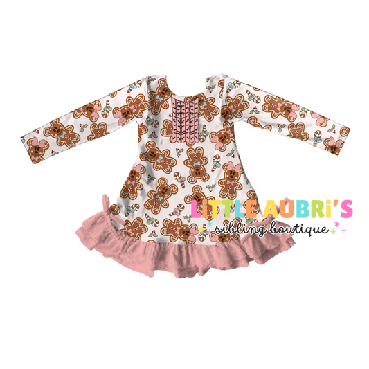 PINK MOUSE GINGERBREAD Ruffle Pajama Dress (*SHIPS LATE NOV)