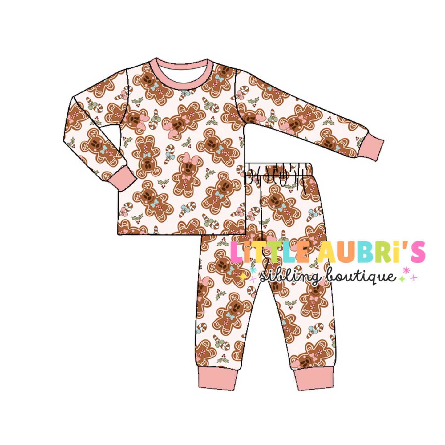 PINK MOUSE GINGERBREAD Pajama Set (*SHIPS MID OCT)