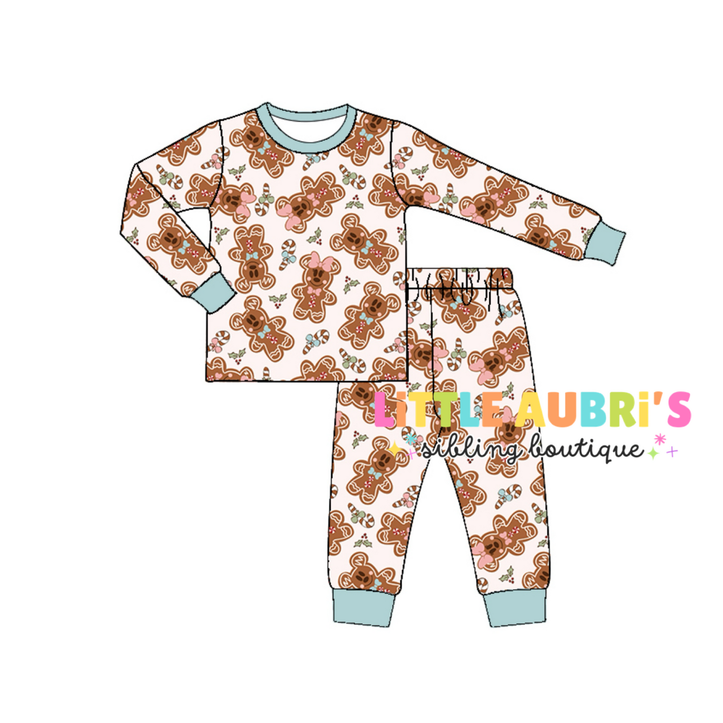 BLUE MOUSE GINGERBREAD Pajama Set (*SHIPS MID OCT)