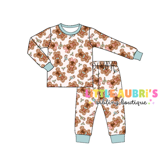 BLUE MOUSE GINGERBREAD Pajama Set (*SHIPS LATE NOV)