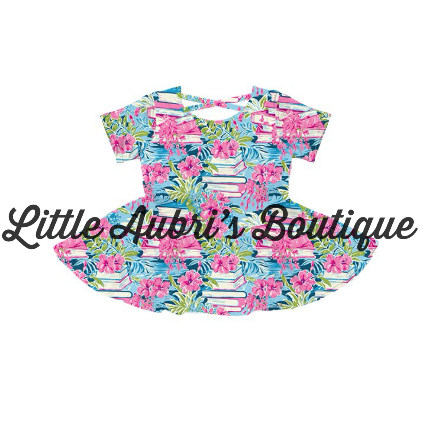 Floral Books Cross Back Peplum