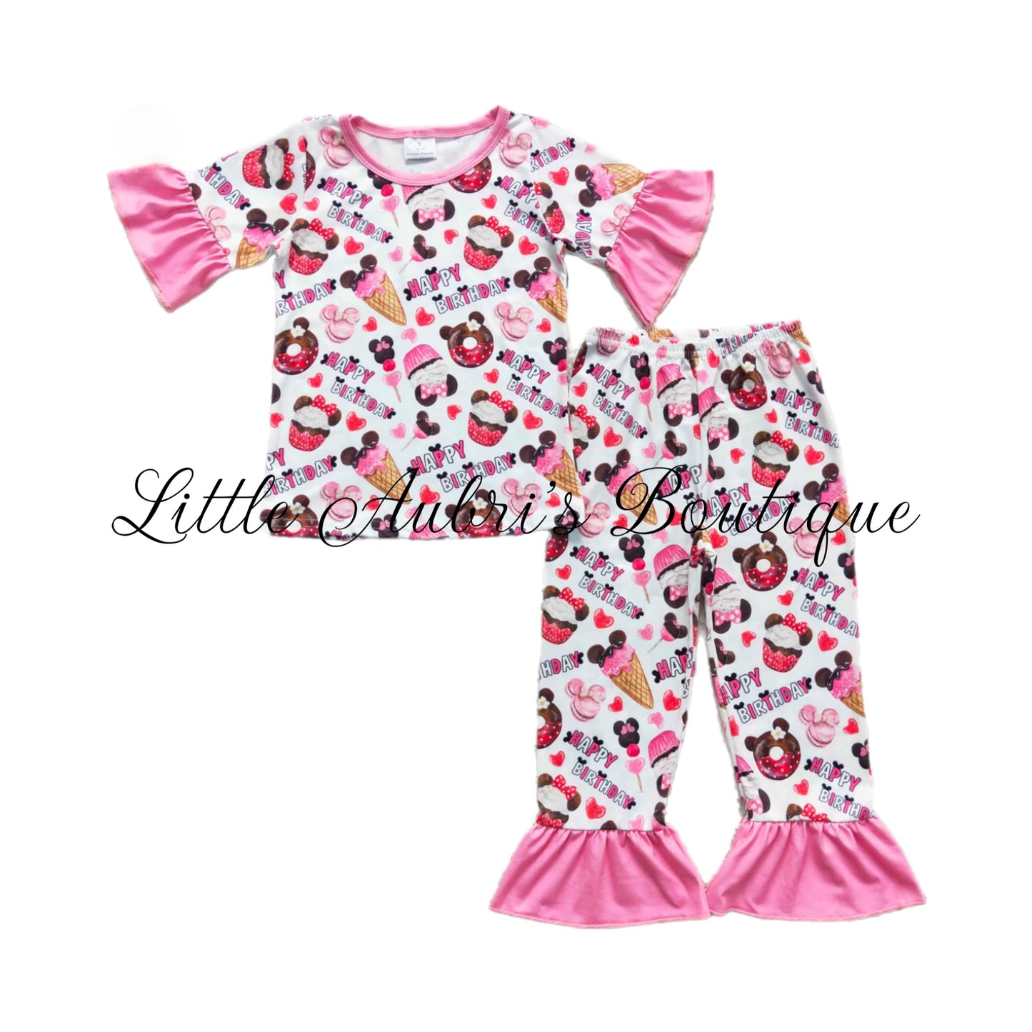Pink Mouse Birthday Pajama Set ETA Late May