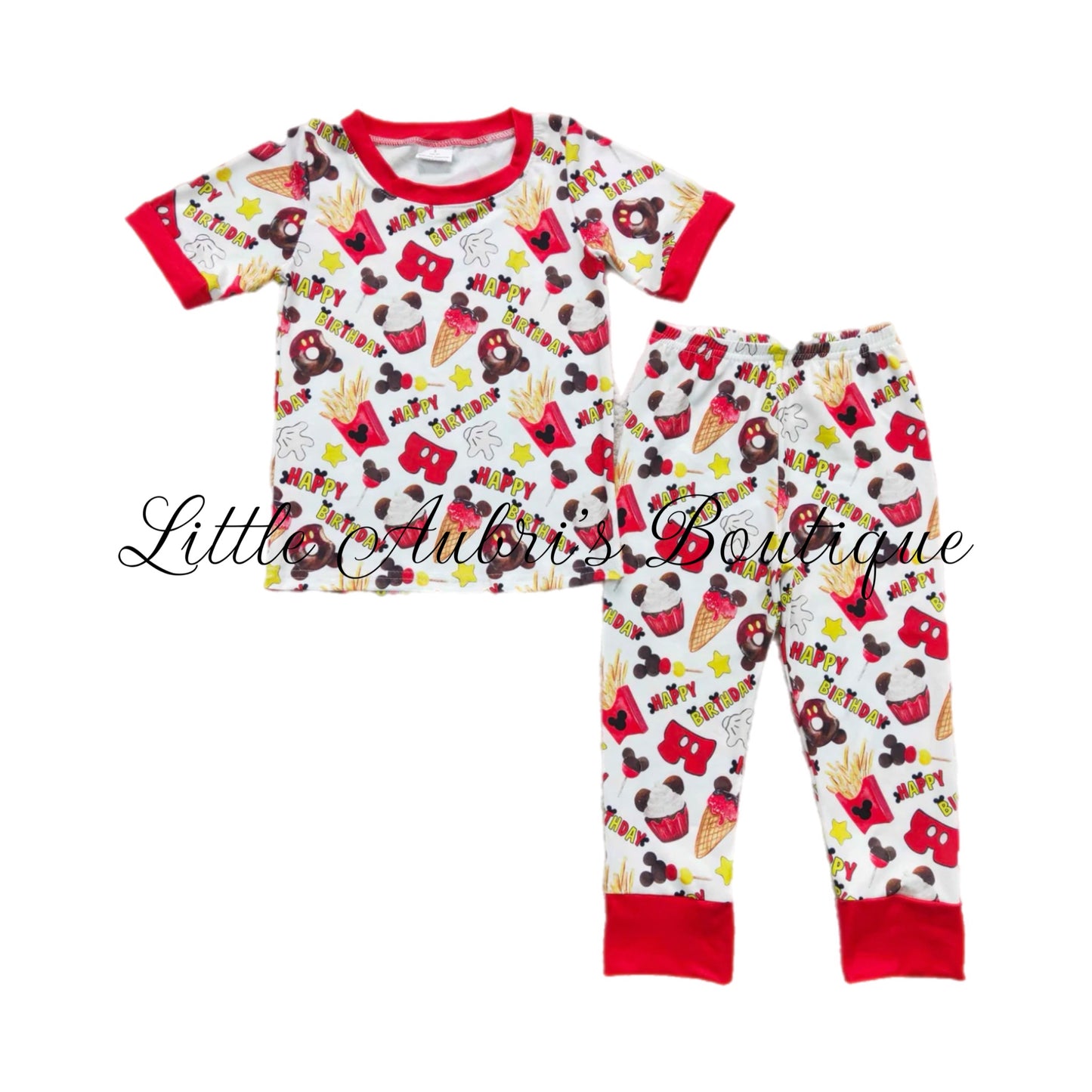 Red Mouse Birthday Pajama Set ETA Late May