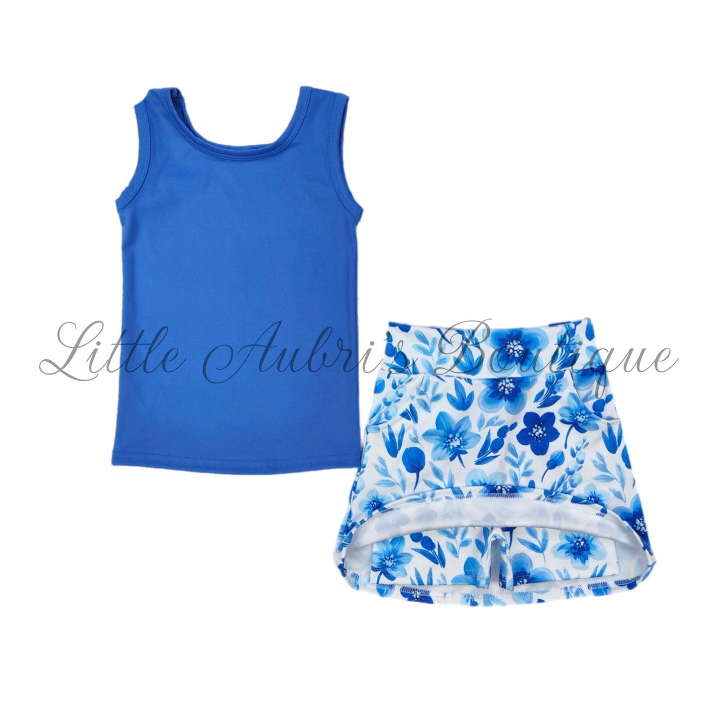 Blue Floral Tank and Athletic Skort Set ETA Late August