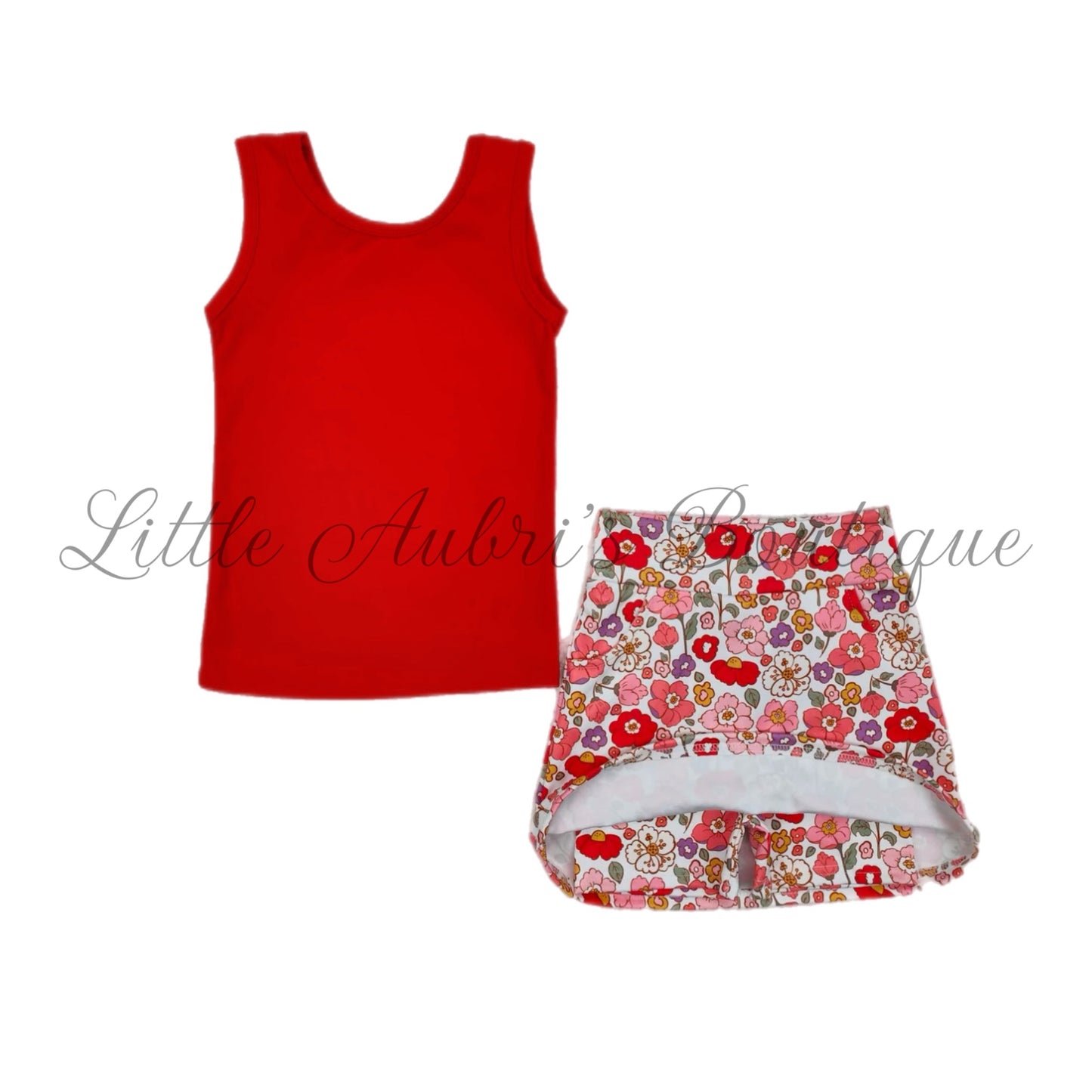 Red Floral Tank and Athletic Skort Set ETA Late August