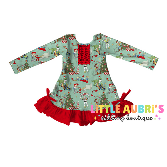 FESTIVE TOYS Ruffle Pajama Dress (*SHIPS LATE NOV)