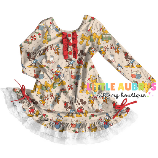 CHRISTMAS MOUSE Lace Pajama Dress (*SHIPS LATE NOV)