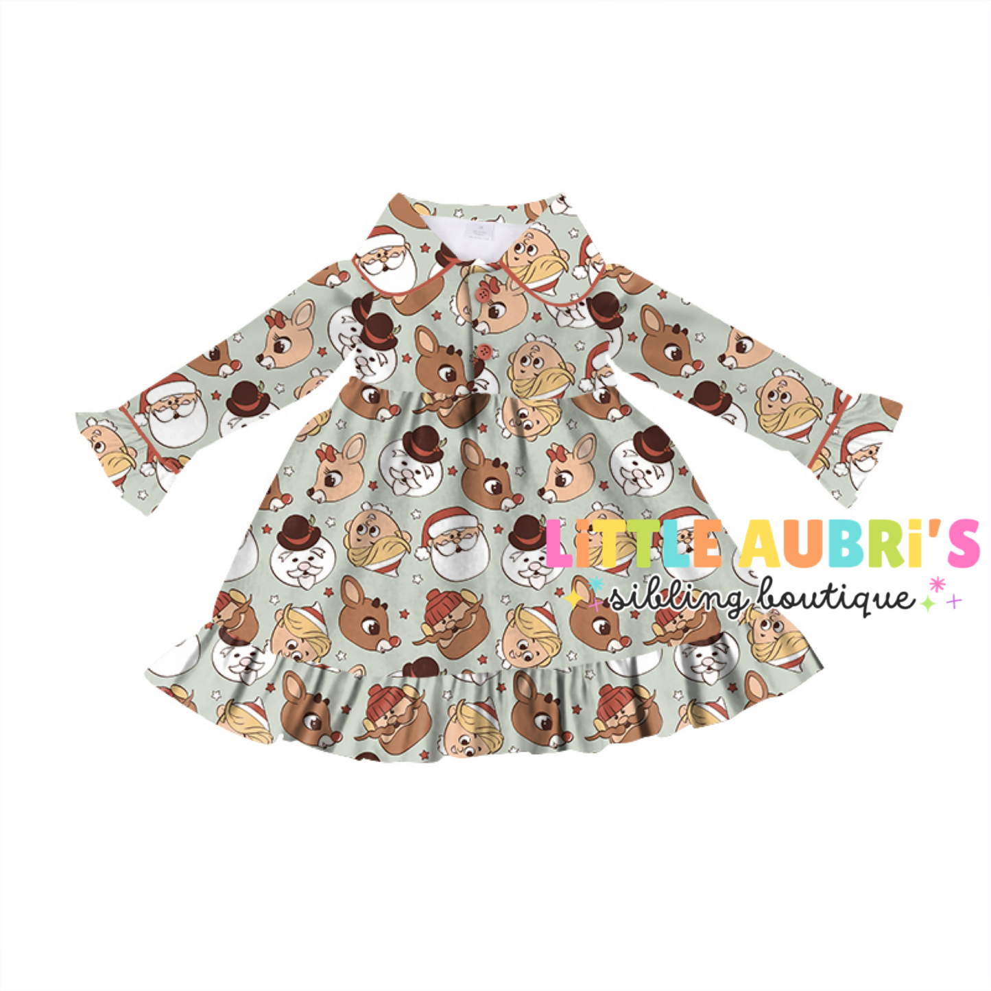 REINDEER Ruffle Pajama Dress (*SHIPS LATE OCT)